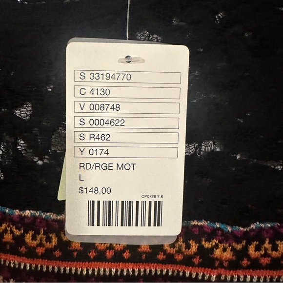 Anthropologie Sparrow Sweater Dress Large Striped Fair Isle Short Sleeves Lace - Picture 10 of 15